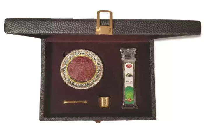 جعبه زعفران کادویی چرم