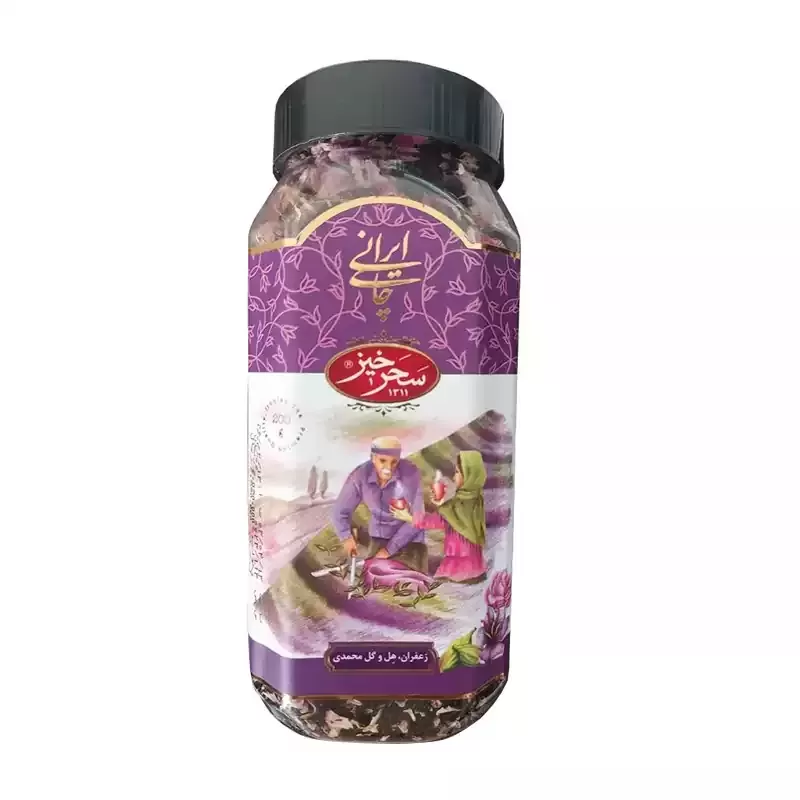چای سیاه ایرانی زعفران گل محمدی هل 200 گرم پت