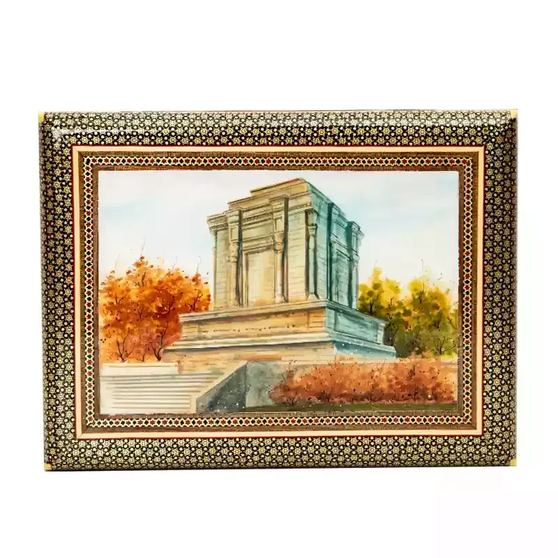 زعفران سرگل 100 گرم جعبه چوبی خاتم کاری