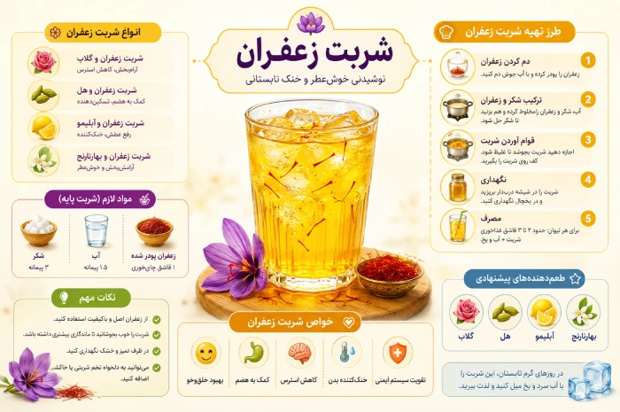 طرز تهیه شربت زعفران و گلاب