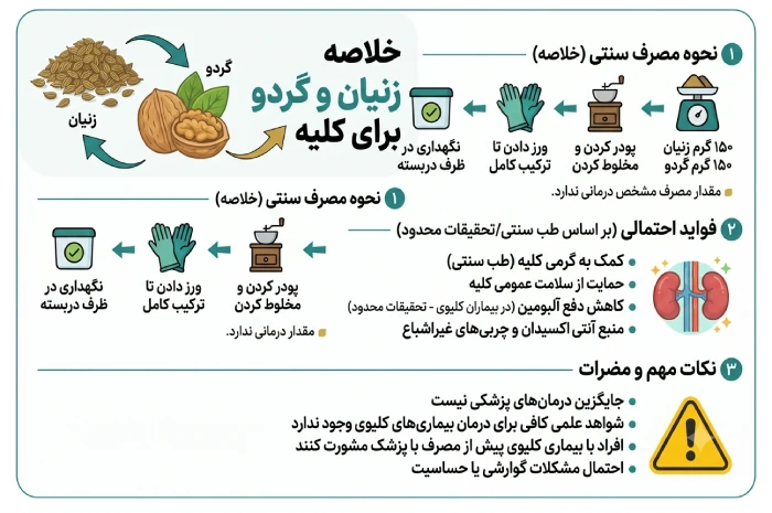 نحوه مصرف زنیان و گردو برای کلیه به چه صورت است