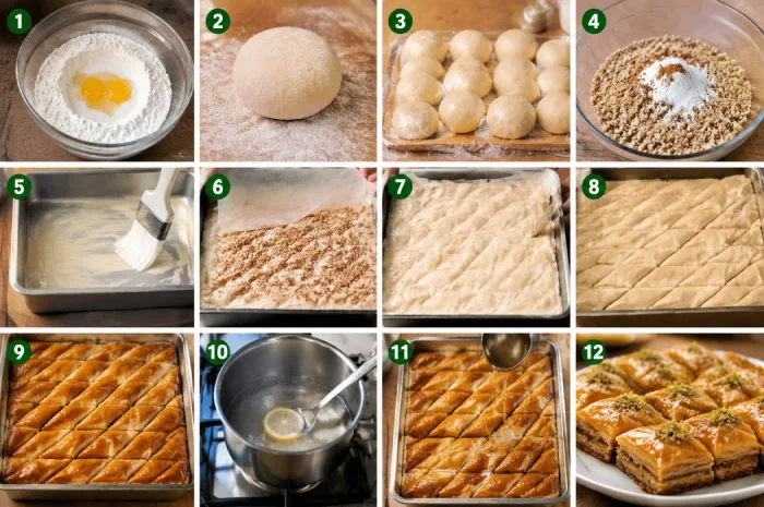 طرز تهیه باقلوا با خمیر خانگی
