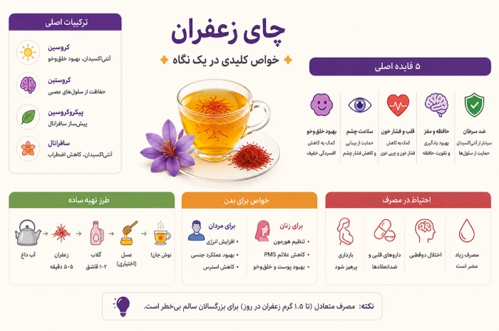خواص چای زعفران؛ ۱۰ فایده علمی که باید بدانید