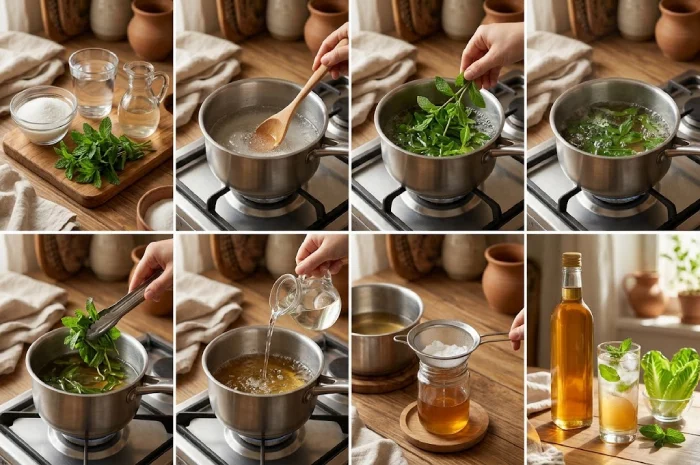 طرز تهیه شربت سکنجبین با نعناع تازه